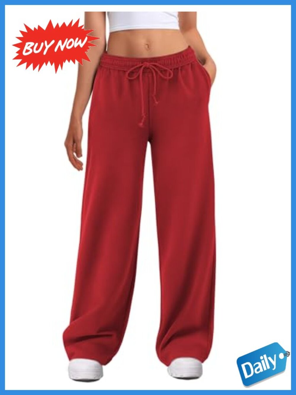 Wide Leg Sweatpants High Waisted Drawstring Joggers with Pockets